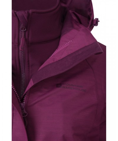 Bracken Melange Womens 3 in 1 Jacket Purple $41.00 Jackets