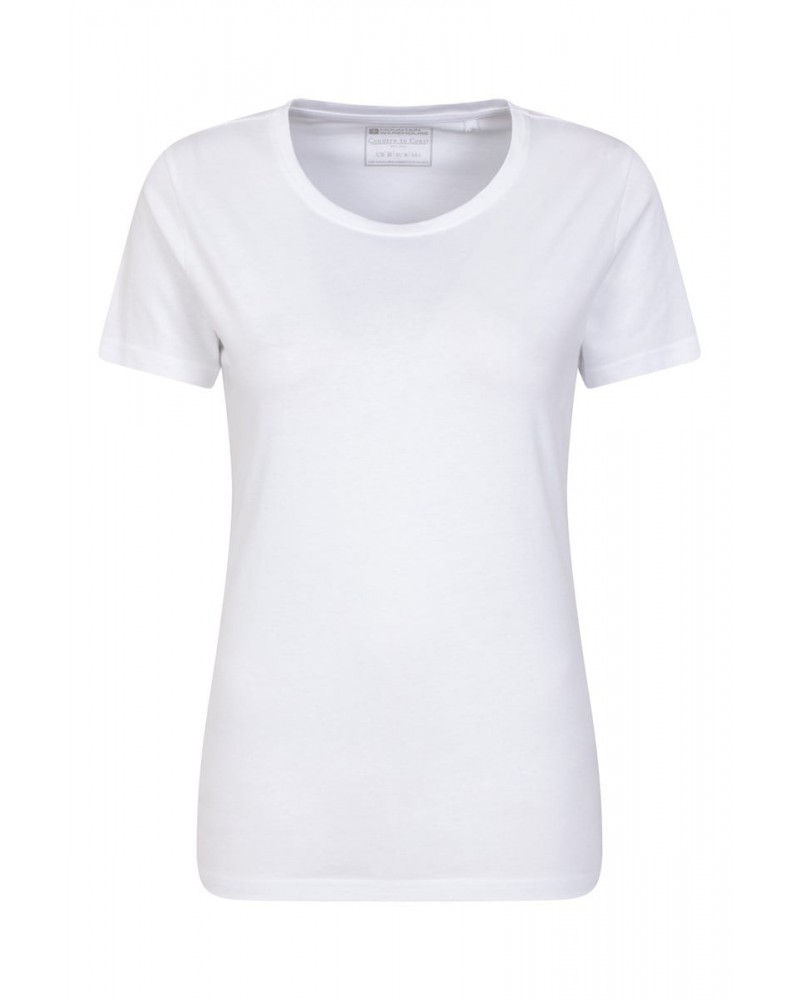 Basic Round Neck Womens Tee White $10.39 Tops