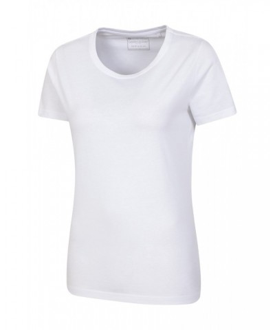 Basic Round Neck Womens Tee White $10.39 Tops