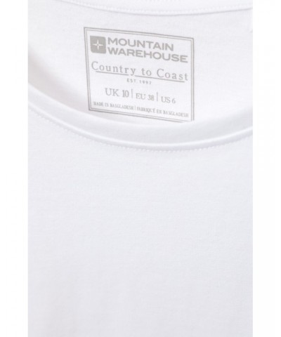 Basic Round Neck Womens Tee White $10.39 Tops