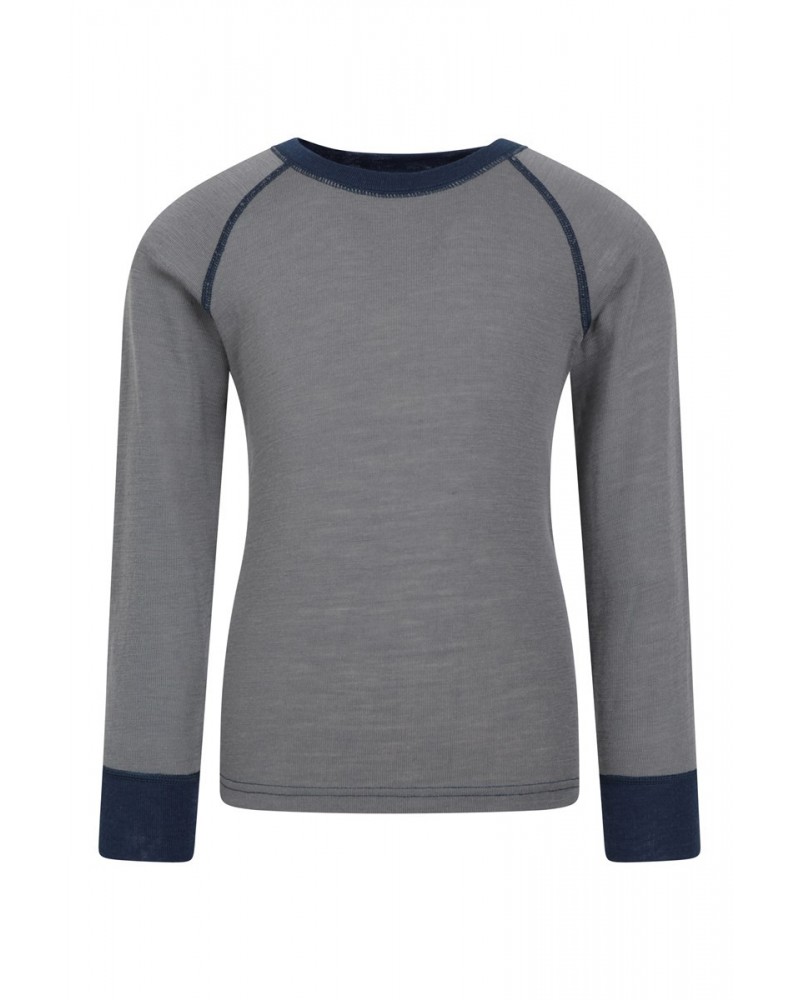 Merino II Kids Round Neck Base Layer Top Grey $19.46 Base Layers