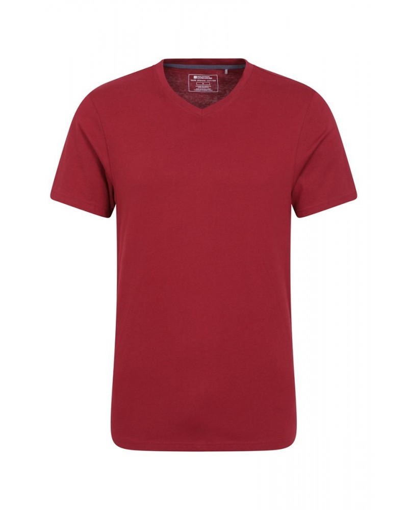 Eden Mens Organic V-Neck T-Shirt Red $10.59 Tops