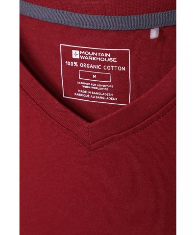 Eden Mens Organic V-Neck T-Shirt Red $10.59 Tops