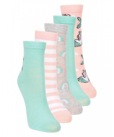 Kids Patterned Mid-Calf Socks 5-Pack Pink $10.25 Accessories