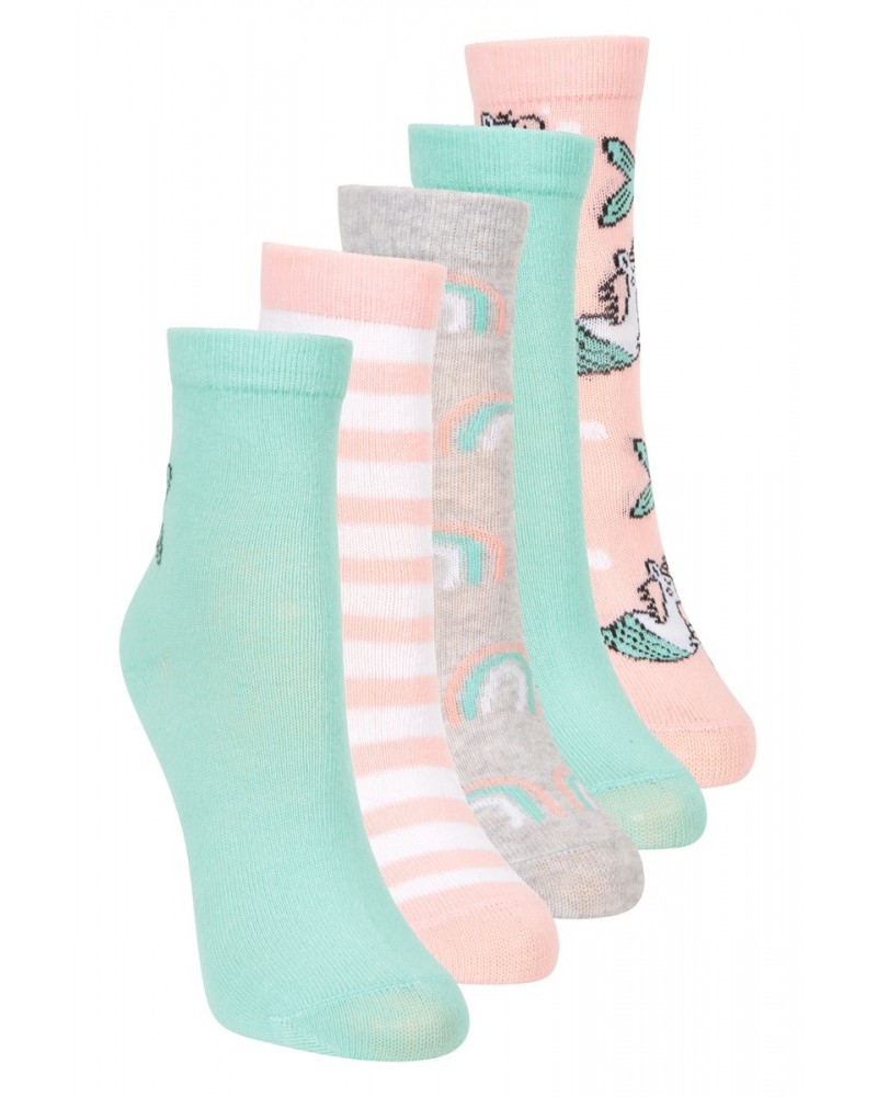 Kids Patterned Mid-Calf Socks 5-Pack Pink $10.25 Accessories