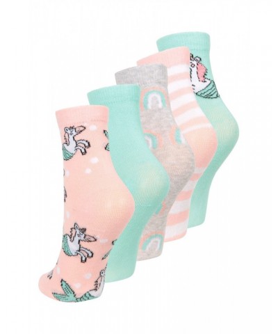 Kids Patterned Mid-Calf Socks 5-Pack Pink $10.25 Accessories