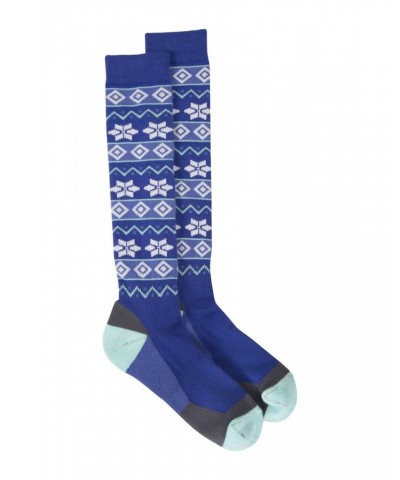 Isocool Womens Patterned Knee Length Ski Socks Dark Blue $11.59 Accessories