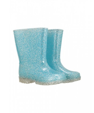 Kids Glitter Rain Boots Blue $12.64 Footwear