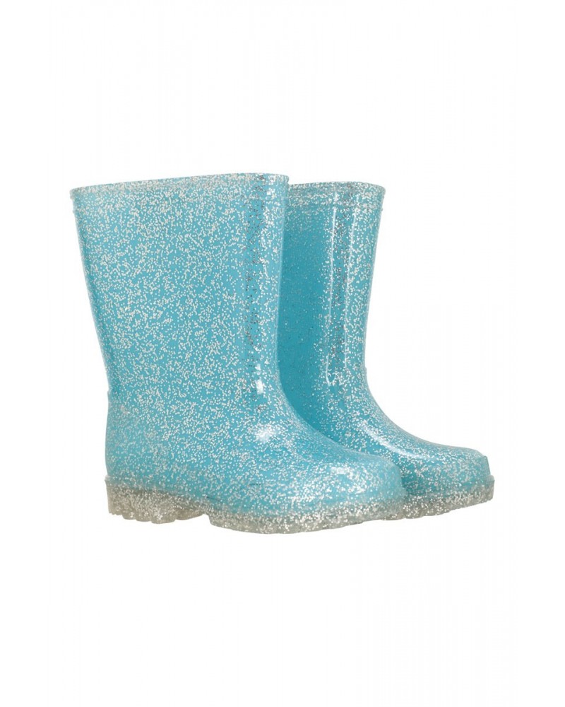 Kids Glitter Rain Boots Blue $12.64 Footwear