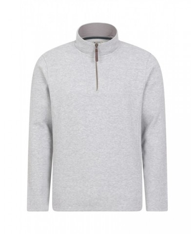 Zeta Mens Zip Neck Top Light Grey $17.39 Fleece