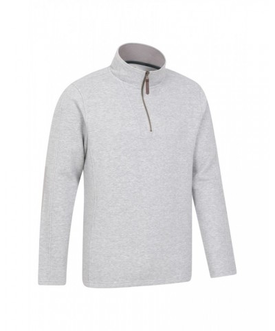 Zeta Mens Zip Neck Top Light Grey $17.39 Fleece