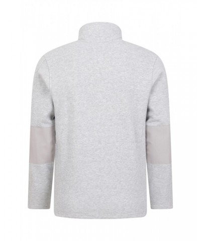 Zeta Mens Zip Neck Top Light Grey $17.39 Fleece