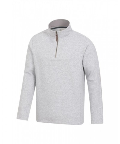 Zeta Mens Zip Neck Top Light Grey $17.39 Fleece