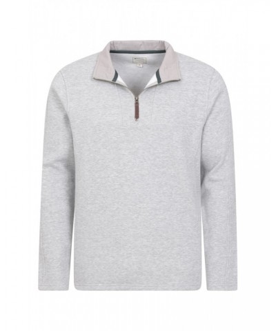 Zeta Mens Zip Neck Top Light Grey $17.39 Fleece