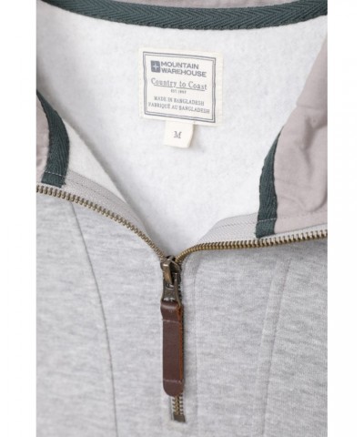 Zeta Mens Zip Neck Top Light Grey $17.39 Fleece