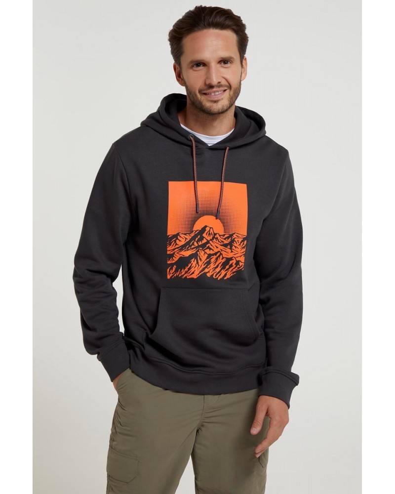 Sunset Mens Graphic Hoodie Charcoal $19.79 Tops