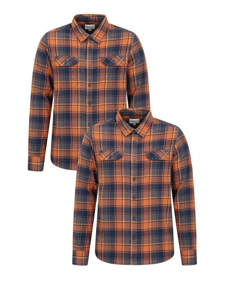 Trace Mens Flannel Shirt Multipack Unboxed Orange $16.50 Tops