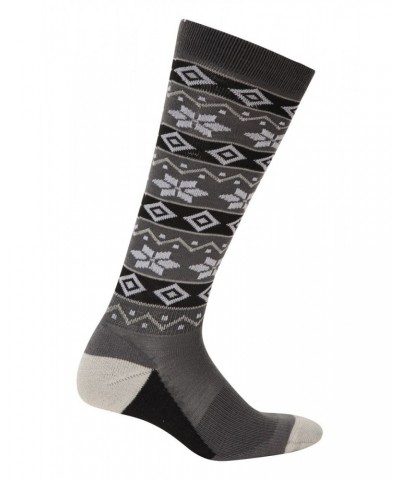 Isocool Womens Patterned Knee Length Ski Socks Grey $11.19 Accessories