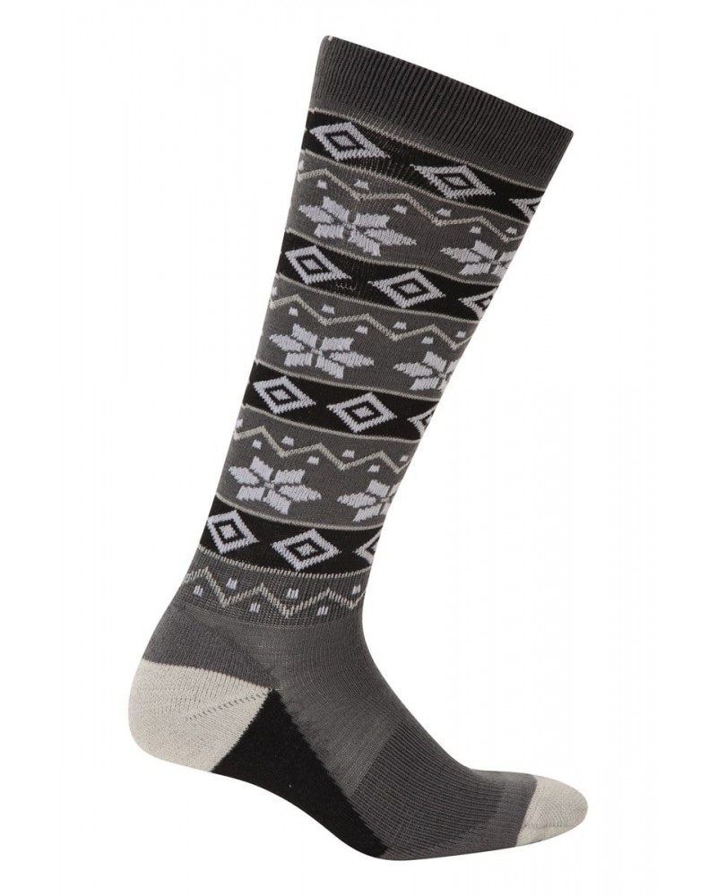 Isocool Womens Patterned Knee Length Ski Socks Grey $11.19 Accessories