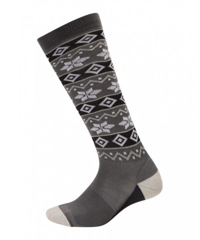 Isocool Womens Patterned Knee Length Ski Socks Grey $11.19 Accessories