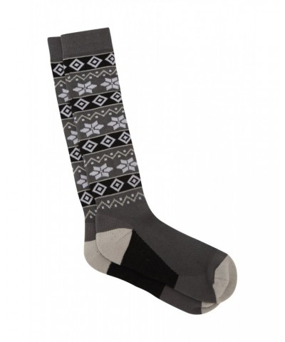 Isocool Womens Patterned Knee Length Ski Socks Grey $11.19 Accessories