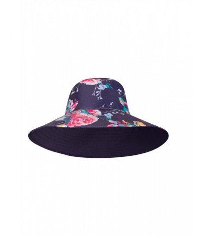 Reversible Printed Womens Brim Hat Blue $13.74 Accessories