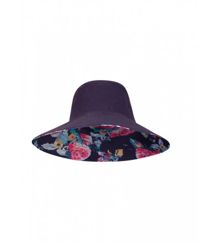 Reversible Printed Womens Brim Hat Blue $13.74 Accessories