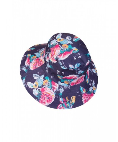 Reversible Printed Womens Brim Hat Blue $13.74 Accessories