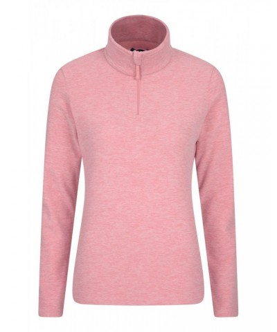 Snowdon Melange Womens Half-Zip Fleece Pale Pink $13.24 Fleece