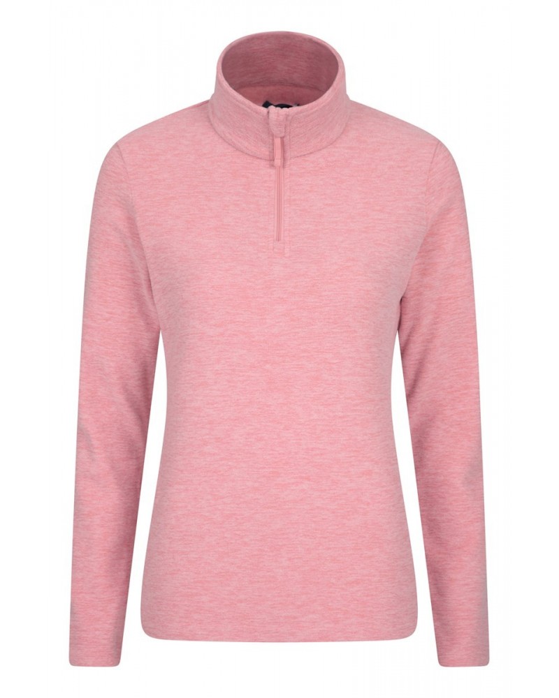 Snowdon Melange Womens Half-Zip Fleece Pale Pink $13.24 Fleece