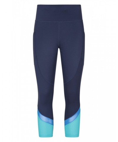 Fast-Paced Womens High-Waist Capri Leggings Blue $18.87 Active