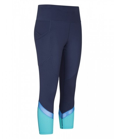 Fast-Paced Womens High-Waist Capri Leggings Blue $18.87 Active