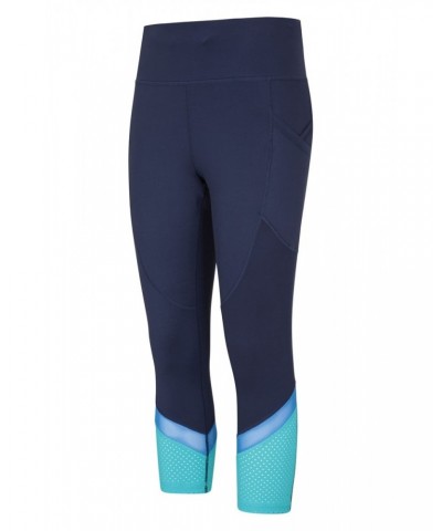 Fast-Paced Womens High-Waist Capri Leggings Blue $18.87 Active