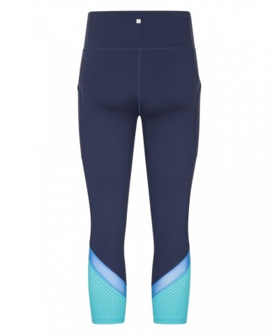 Fast-Paced Womens High-Waist Capri Leggings Blue $18.87 Active