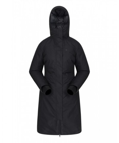 Polar Hybrid Womens Long Down Jacket Black $53.20 Jackets