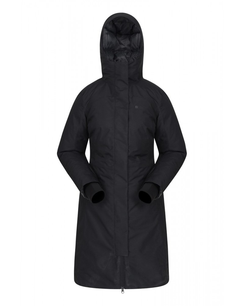 Polar Hybrid Womens Long Down Jacket Black $53.20 Jackets