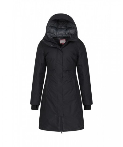 Polar Hybrid Womens Long Down Jacket Black $53.20 Jackets