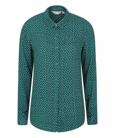 Daisy Womens Printed Long-Sleeve Shirt Green $14.74 Tops