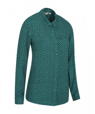 Daisy Womens Printed Long-Sleeve Shirt Green $14.74 Tops