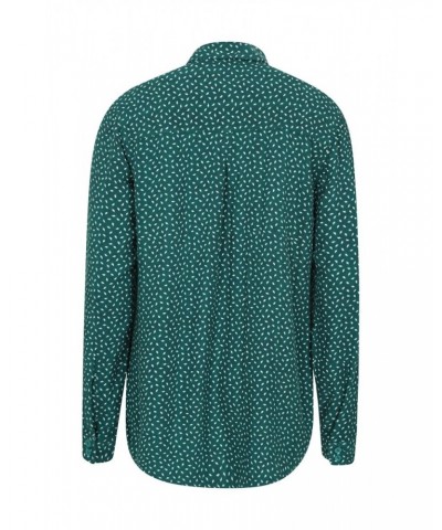 Daisy Womens Printed Long-Sleeve Shirt Green $14.74 Tops