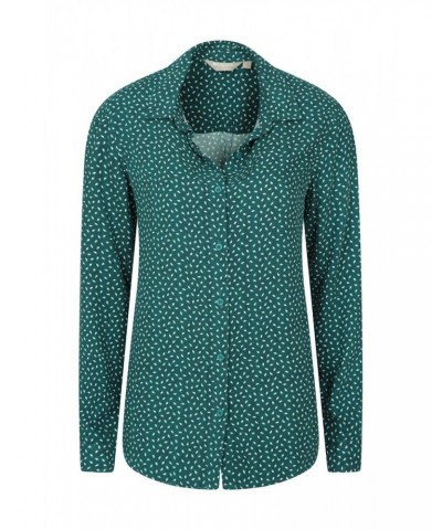 Daisy Womens Printed Long-Sleeve Shirt Green $14.74 Tops