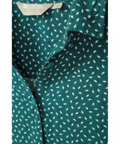 Daisy Womens Printed Long-Sleeve Shirt Green $14.74 Tops