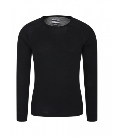 Merino Mens Long Sleeved Round Neck Top Black $18.50 Thermals