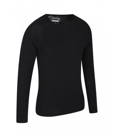 Merino Mens Long Sleeved Round Neck Top Black $18.50 Thermals