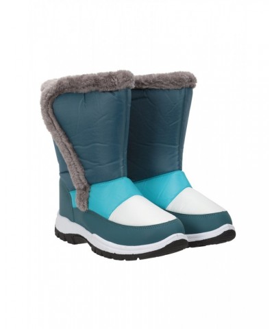 Caribou Kids Faux Fur Trim Adaptive Snow Boots Light Teal $17.20 Footwear