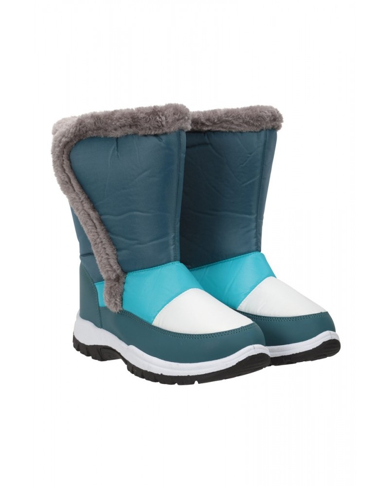 Caribou Kids Faux Fur Trim Adaptive Snow Boots Light Teal $17.20 Footwear