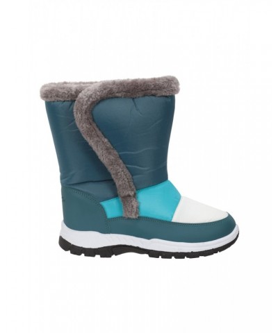 Caribou Kids Faux Fur Trim Adaptive Snow Boots Light Teal $17.20 Footwear