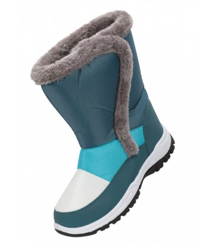 Caribou Kids Faux Fur Trim Adaptive Snow Boots Light Teal $17.20 Footwear