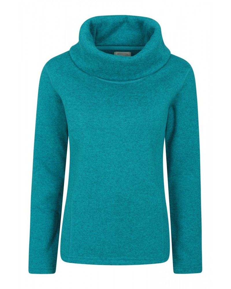 Idris II Womens Cowl Neck Fleece Dark Teal $14.52 Fleece