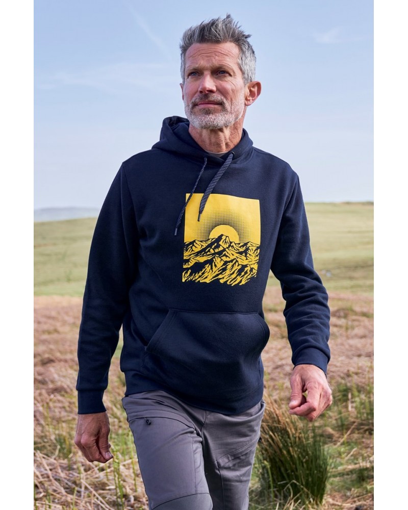 Sunset Mens Graphic Hoodie Navy $19.46 Tops